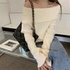 Maglione Pullover da Donna a Manica Lunga Scollo Ampio Off-the-Shoulder Vestibilità Larga Taglia Unica Stretchy Lavorazione a Coste