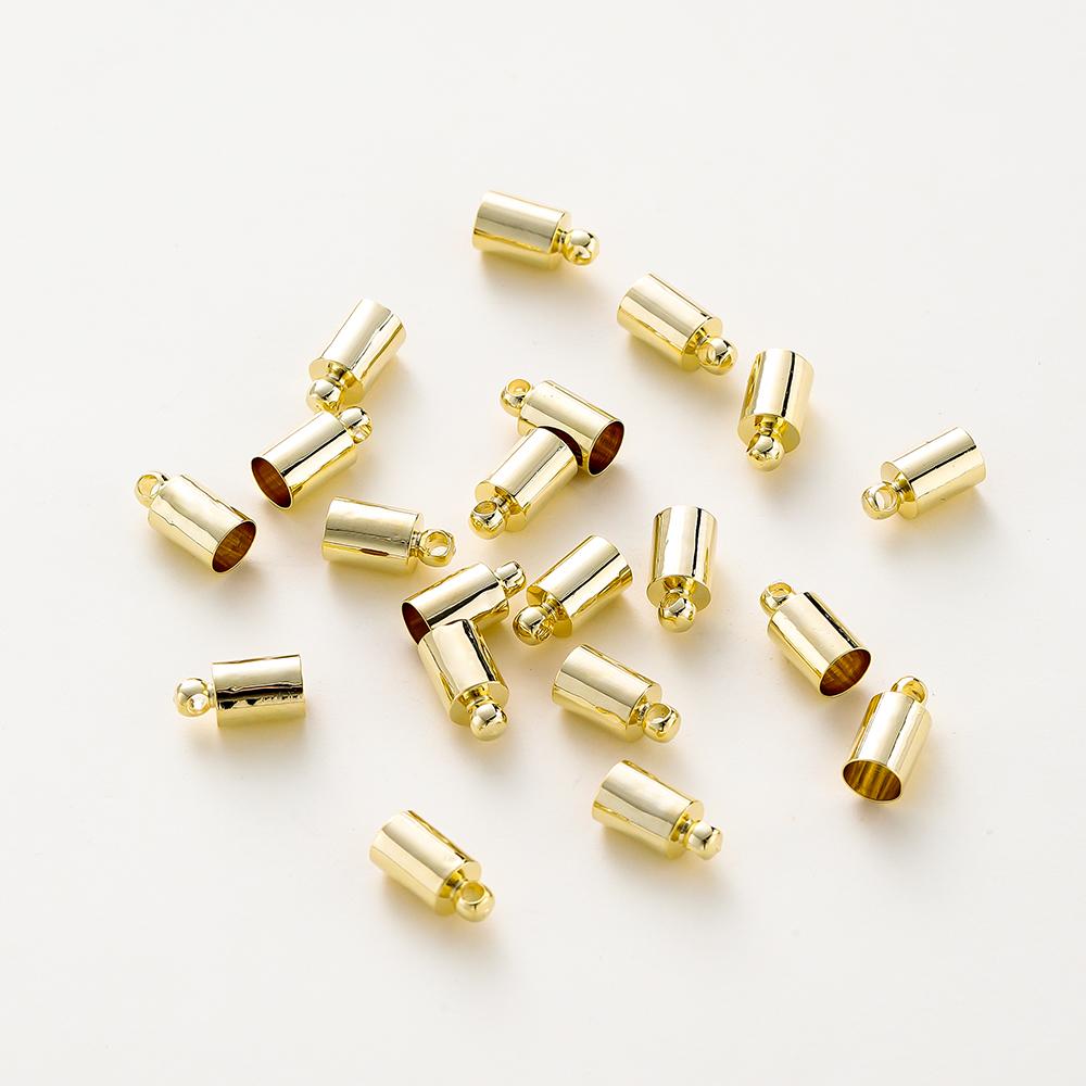 20ks/Šarže 14K Pozlacené Koncové Krimpovací Čepičky Čepičky na Koženou Šňůrku Pro DIY Náhrdelník Výroba Šperků Komponenty
