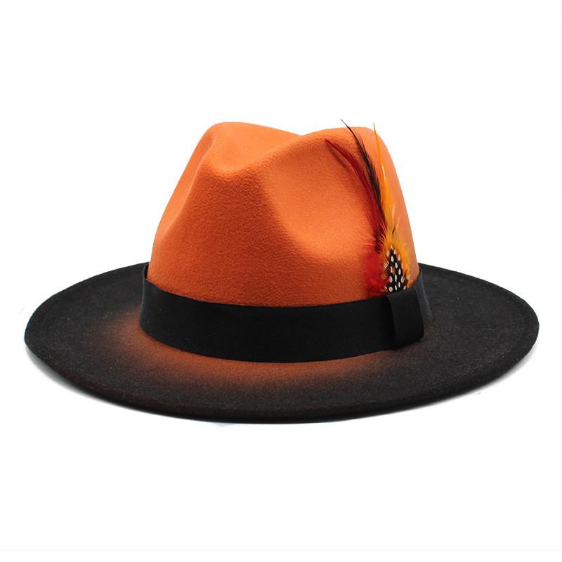Fedora Hat For Men Women With Gradient Color Wool Felt Sun Protection Outdoor Fashion Accessory