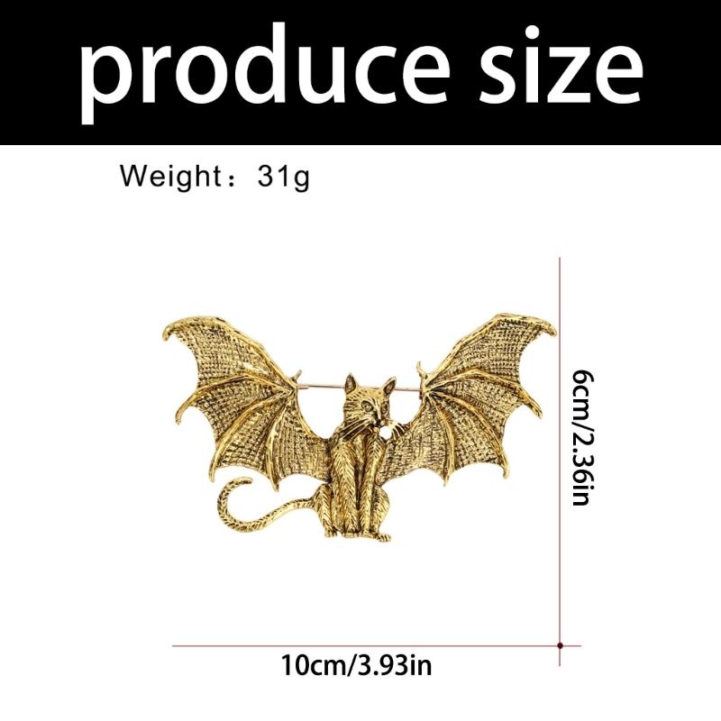 Gothic Flying Bat Brooch Unique Retro Design Metal Fashion Accessory Gift