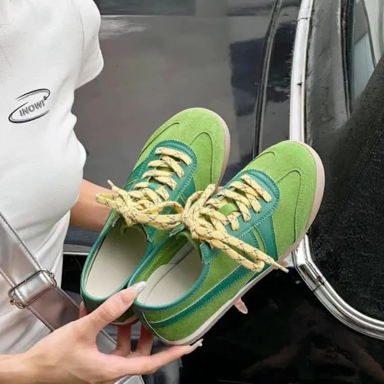 Fashion Hot Selling Women's Sneakers 2025 New Fashion  Genuine Leather Ladies Moral Training Shoes Casual Spring Flat Shoes Women