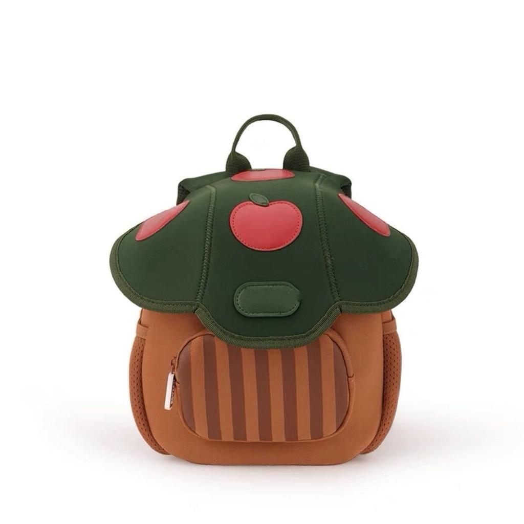 Shaped Backpack Mushroom Apple Printed Schoolbag Leather Material Bag Kids Gift