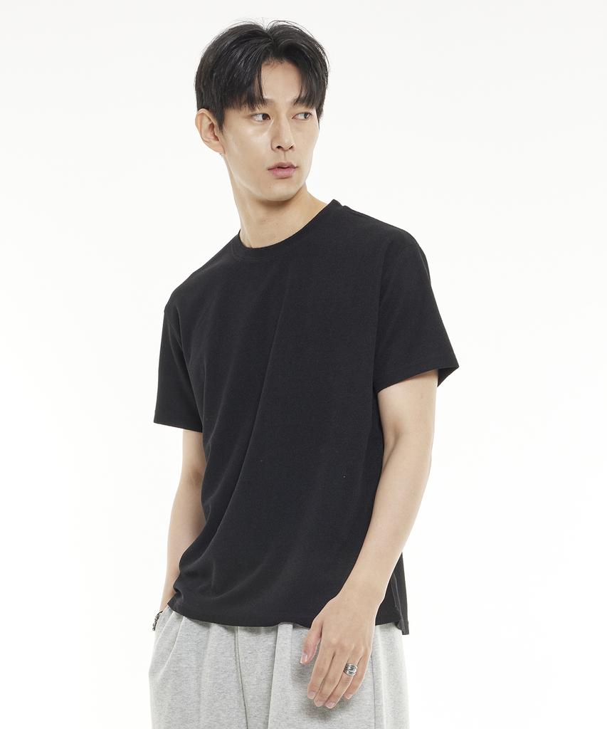 MINIMALCODE Basic Round Short Sleeve T-Shirt Black