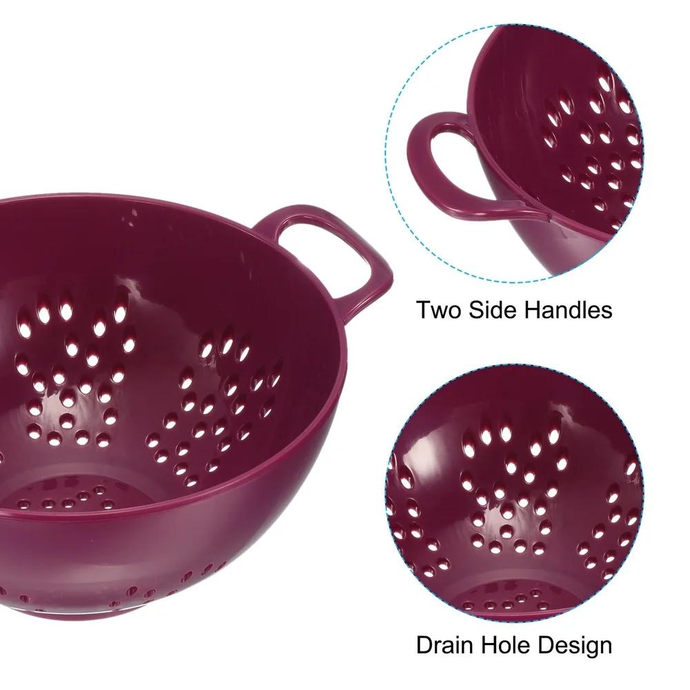 Plastic Food Colander with Double Handles Lightweight Durable Mini Fruit Drainer Basket Washing Vegetables and Pasta 14.8cm