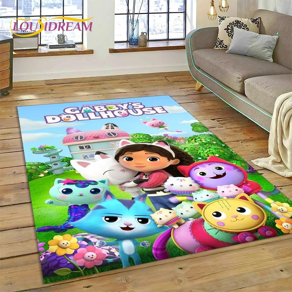 Cartoon Cute Gabbys Dollhouse Girl Carpet Rug for Bedroom Living Room Home Sofa Decoration,Children Game Large Decor Floor Mat