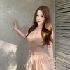 #Summer New Pure Desire Wind Lace Splicing Bow Sling Vest Slim One-piece with Chest Pad