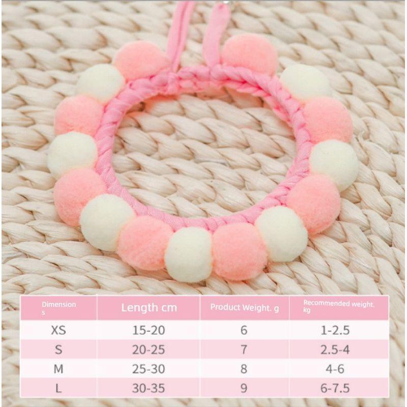 

Hand-Knit Necklace Adjustable Pet Supplies Cat S neck circumference 20-25cm Pink fur ball collar