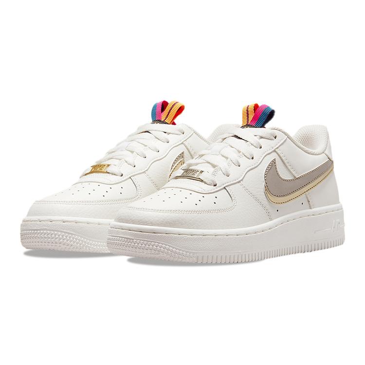New Nike Air Force 1 LV8 Double Swoosh Silver Gold GS DH9595-001