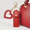 Solid Color Long Lipstick Makeup Bag + Heart-Shaped Small Mirror Pendant] Lipstick Storage Tool, Mini Lip Balm Organizer