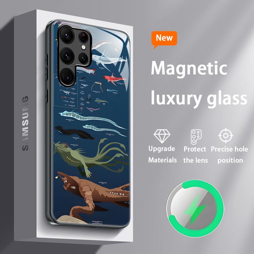 

Monster Subnautica Popular Phone Case For Samsung S26 S25 S24 S23 S22 S21 S20 Plus Ultra Glass Magnetic Case Galaxy S23 FE