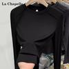La Chapelle Women's Round Neck Long Sleeve Slim Fit Base Layer Top