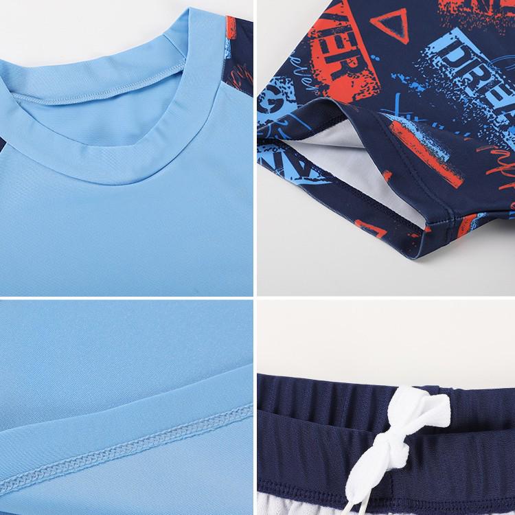 Customizable Two-Piece Short Sleeve Swimsuit for Kids & Teens - Plus Size, Quick-Drying, Loose Fit