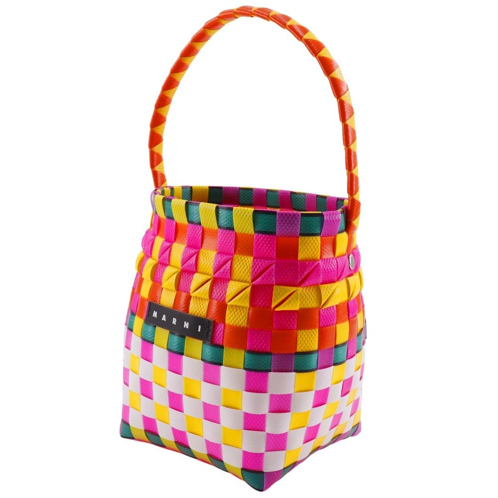 MARNI Pod Woven Bucket Handbag M00332 M00IW One handle Orange / multicolor polypropylene Women Used