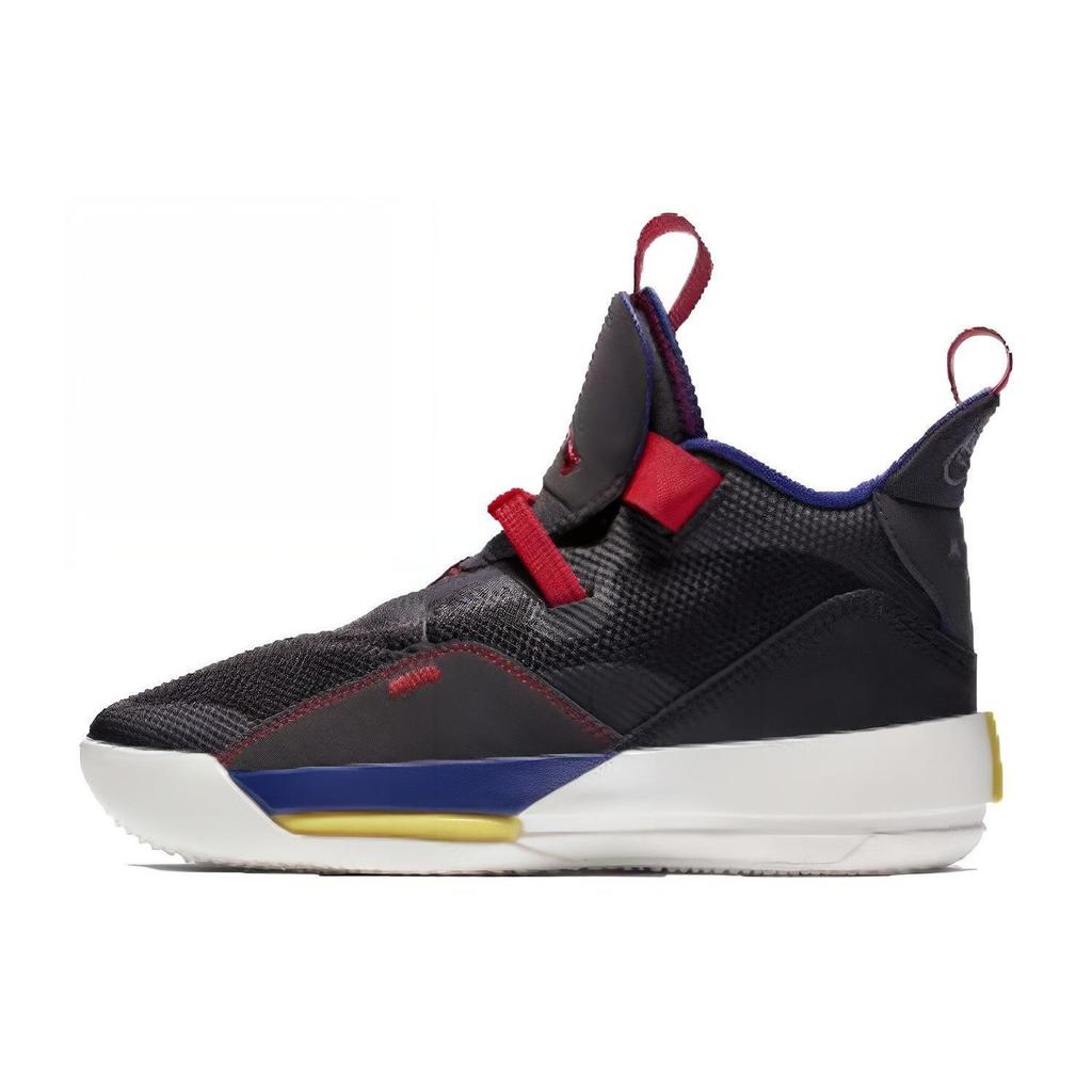 Jordan Air Jordan 33 Tech Pack Black Red Cushioning Mid Top Performance Basketball Shoes Black Red Teenagers AQ9244-001