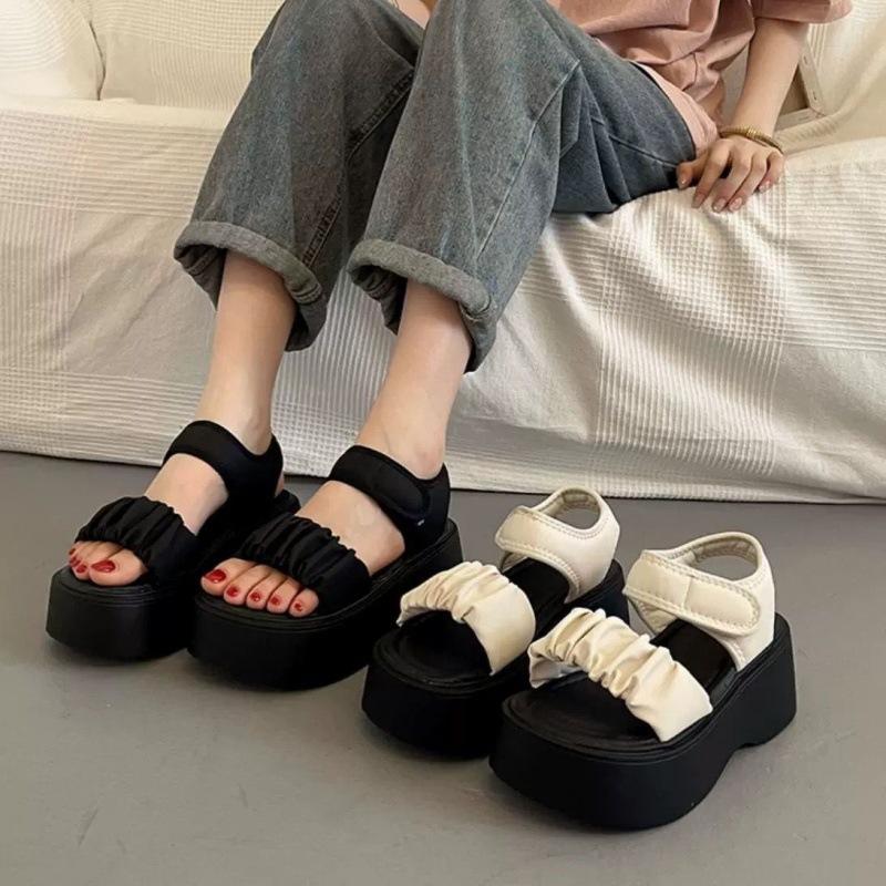 Supergave platform sandalen voor de zomer, luxe, nieuwe Franse stijl, wedge schoenen