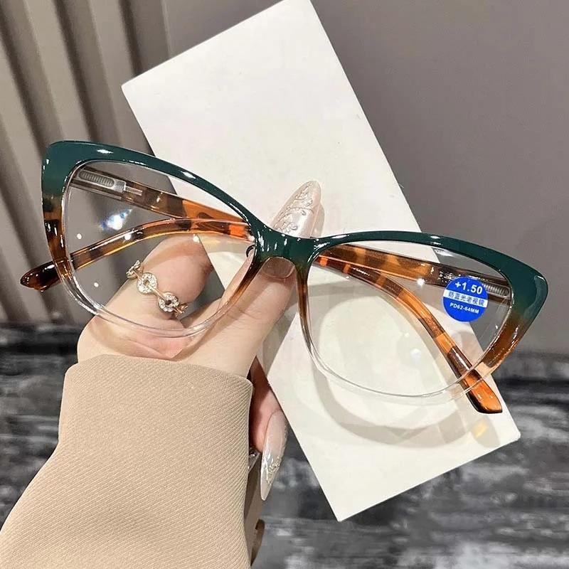 Fashionable Cat-eye Reading Glasses Ultra Light HD Clear Lens Blue Light Blocking Presbyopia Eyeglasses Diopter 0 To +4.0