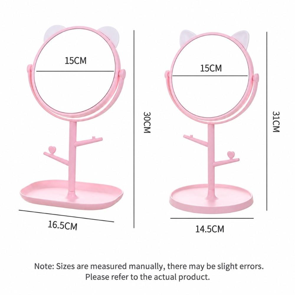 StorageTray Makeup Mirror Cat Ear Desktop Mirror Cute Vanity Mirror
