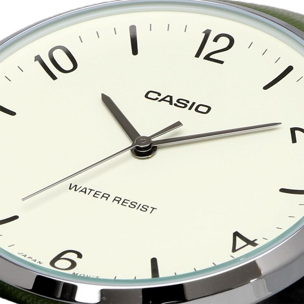 [Casio] Quartz Men's Watch MTP-VT03L-7B Cream and Green Leather Strap
