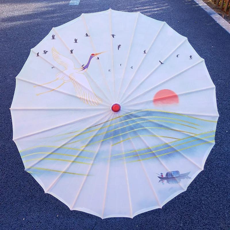 84cm Vintage Chinese Umbrella Silk Cloth Japan Cherry Blossoms Umbrella Home Hotel Ceiling Decor Anime Festival Umbrella Props