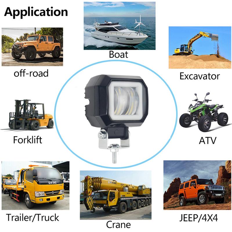 1/2pcs 12V-80V Round Angel Eye Work Light LED Light Portable Spotlight Motorcycle 4x4 Offroad Truck Driving Car Boat Waterproof