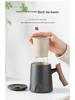 Ceramic Tea Cup with Water Separation, Large Capacity, All-Ceramic Filter, Walnut Wood Handle, Customizable Logo.