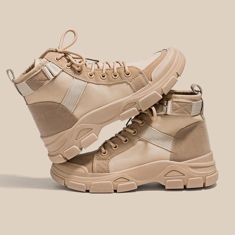 Autumn Winter Boots for Women Solid-colors Fashion Style Platform Fashion Lace Up Casual Booties Shoes for Ladies