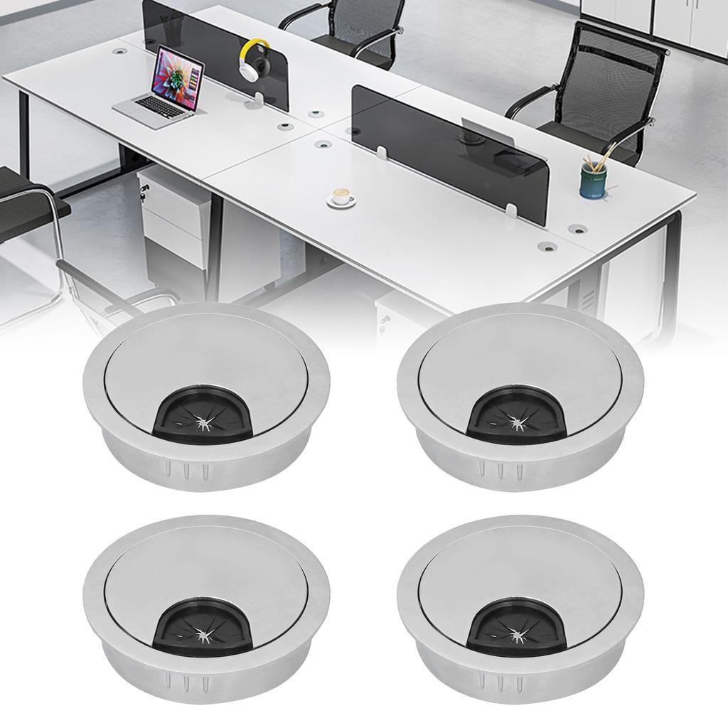 4 Set Desk Cable Wire Grommet PC Computer Desk Cord Grommet Cable Hole Cover Organizers53 Brushed