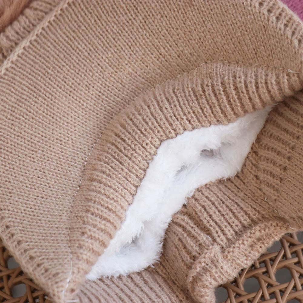 Solid Color Earflaps Hat Windproof Knitted Baseball Hat Fashion Plush Peaked Cap Ladies