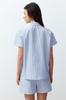Women's Style Pajama Set Blue Cotton Striped Woven Pajama Set