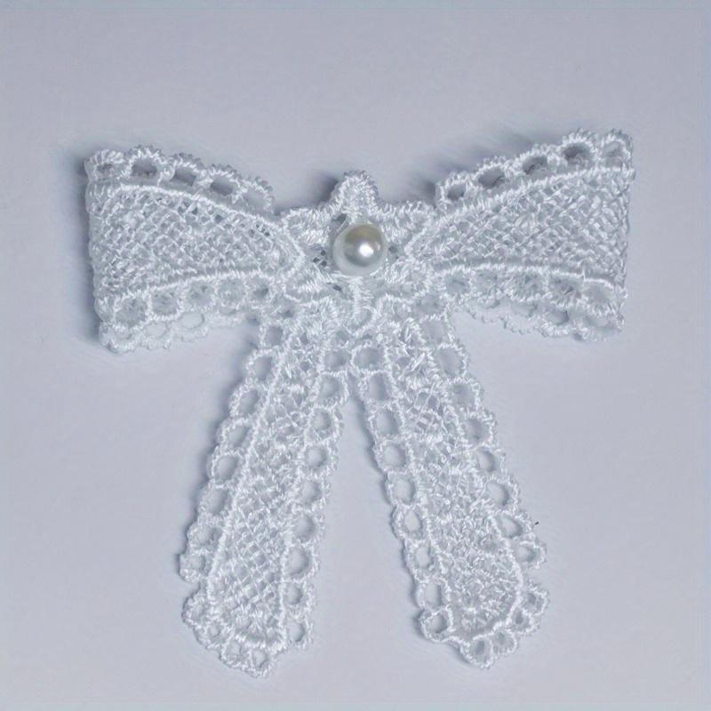 

10Pcs 3D Double-layer Handmade Bead Bow Embroidered Cloth Sticker Headband Decorative Cloth Sticker