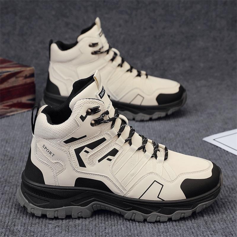Autumn and Winter Tire Sole Wear-resistant Hiking Shoes Leather Surface Waterproof High-top Hiking Off-road Climbing Shoes