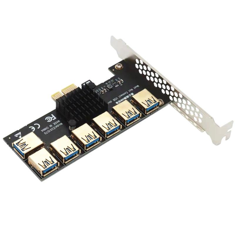 PCI-E to PCI-E Adapter Card 1 to 7 USB3.0 iser PCIE PCI for press 1x to 16x Graphics Card Dedicated Card Gold-Plated
