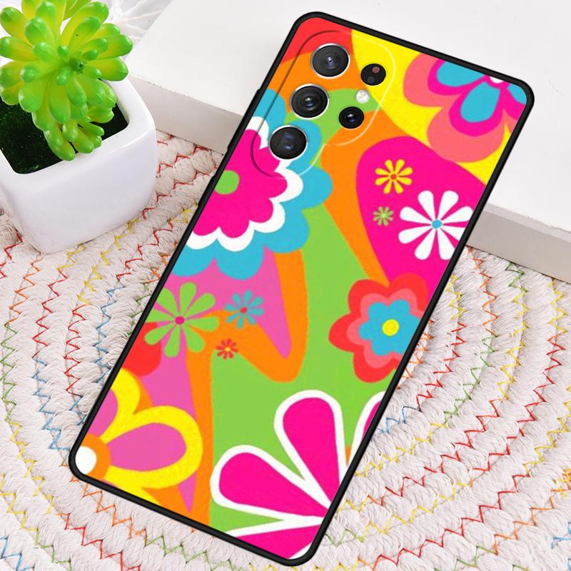 Groovy Flowers Hippie Bohemian Silikon Handyhülle Für Samsung Galaxy note 10 pro S26 S24 S23 S22 S21 Plus S25Ultra Capa Cover