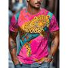 Fashionable Men's Crew Neck Short-sleeve 3D Casual Color Print Casual Short-sleeve Crew Neck T-shirt