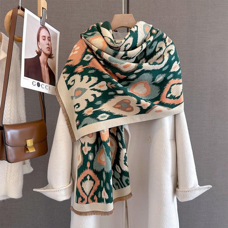 Soft Faux Cashmere Scarf Women With Paisley Warm Thick Wrap Shawl Winter