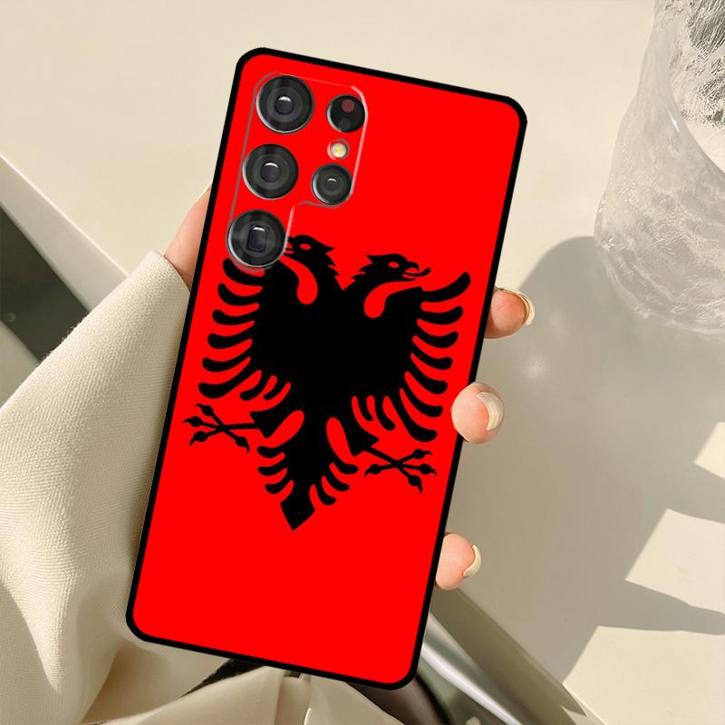 Albanian Flag Eagle For Samsung Galaxy S21 S22 Ultra Note 20 S8 S9 S10 Plus Note 10 Plus S20 FE Phone Cover