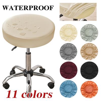 Pu Leather Round Chair Cover Waterproof Elastic Lifting Footstool Covers 360 Degree All Inclusive Bar Stool Seat Cushion Cover