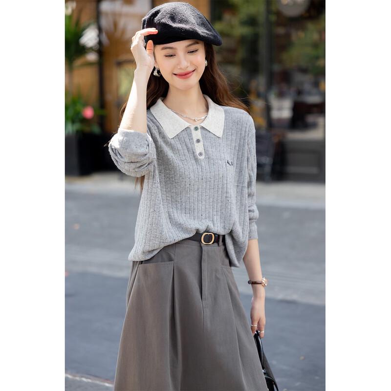 

Mocana Polo Collar Long-Sleeve Knit Sweater One Size