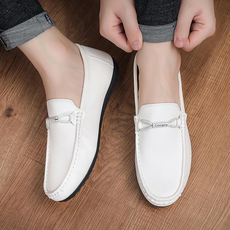 

Doudou shoes men s spring and autumn 2025 new lazy one-pedal small leather shoes loafer driving shoes men s casual shoes 44 белый