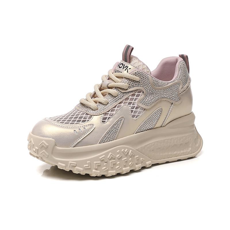 Shoe girl's new summer mesh breathable lightweight casual shoes thick-soled inner heightened sports shoes