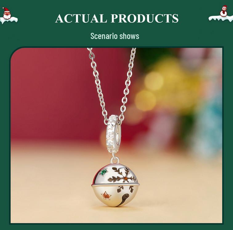 Yinziyun Sterling Silver Snowflake Bell Pendant Necklace