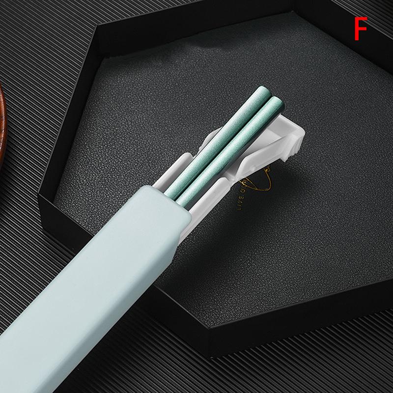 Stal nierdzewna 304 Pałeczki Lunch Zastawa stołowa Podróżne Przenośne Antypoślizgowe Pałeczki z Pudełkiem do Przechowywania Uchwyt Kuchenna Zastawa stołowa