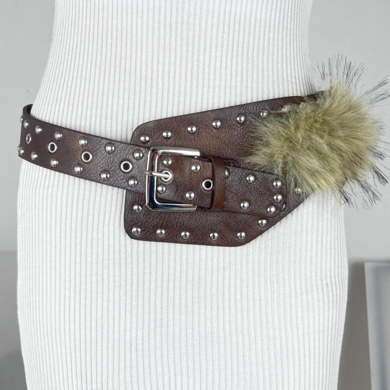 The Fluffy Tassel Belt with A Wide Waistband Is A Unique, Fashionable and Versatile European and American Autumn and Winter Fashion
