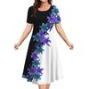 Elegantes Damen-Mode-Midikleid mit kurzen Ärmeln und 3D-Druck, Übergröße, Strandbekleidung