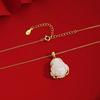 S925 Sterling Silver Hetian Jade Maitreya Buddha Necklace - Women's Trendy Ancient Style Clavicle Chain Pendant