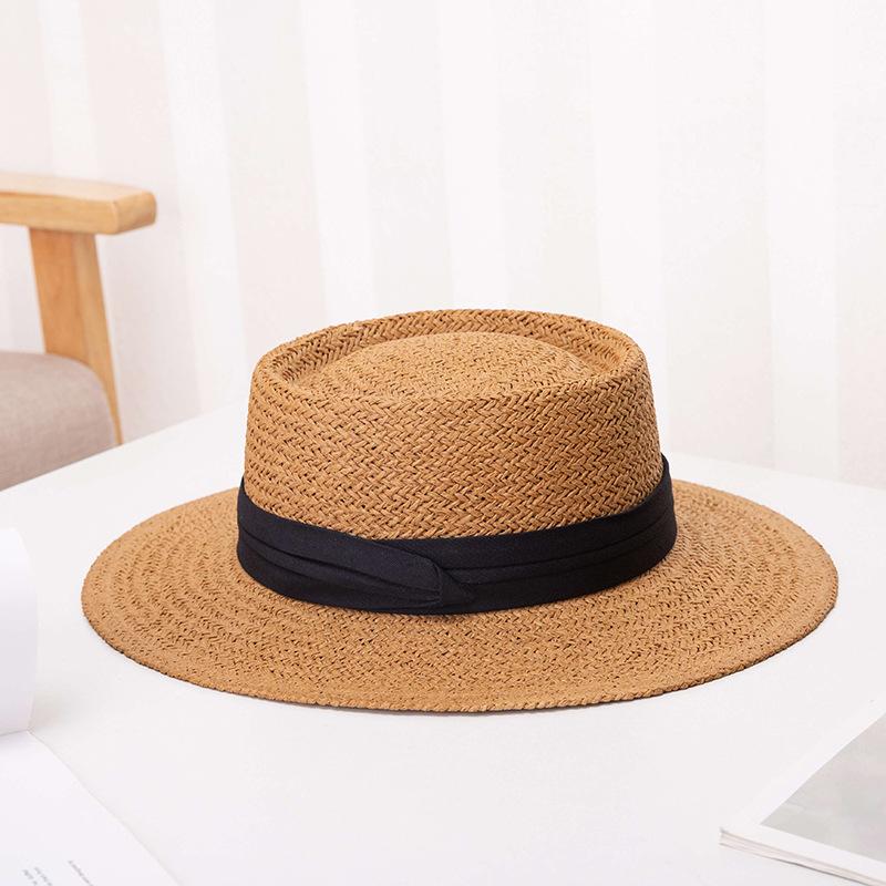 Womens Straw Sun Hat Wide Brim Elegant Summer Beach Cap UV Protection Outdoor Travel Fashion Visor