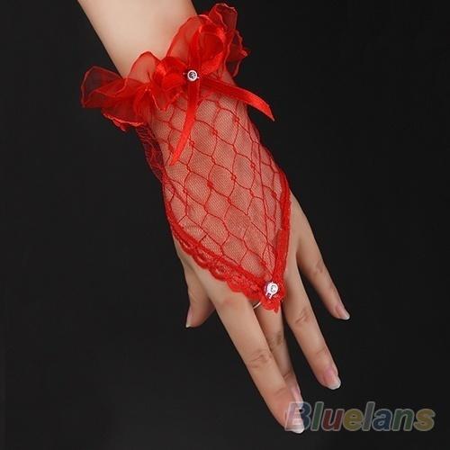 1Pair Sexy Lace Wrist Fingerless Wedding Evening Party Bridal Short Gloves Dress