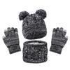 Winter Warm Kids Hat Scarf Gloves Set Thickened Knit Pom 3 In 1 Sets Children Windproof Warmer Neck Protection For Outside