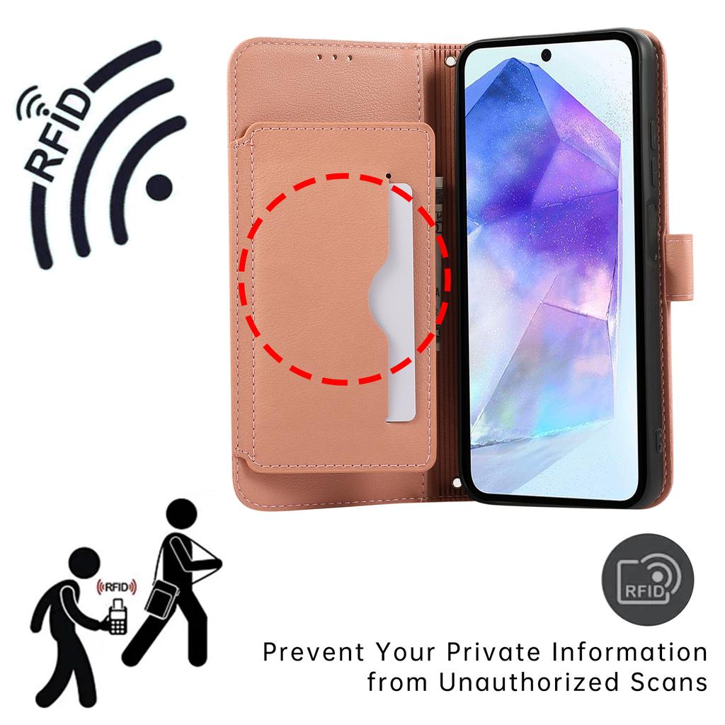 For Samsung Galaxy A55 5G Leather Phone Case with Card Holder,Wallet,Straps Protective Flip Cover