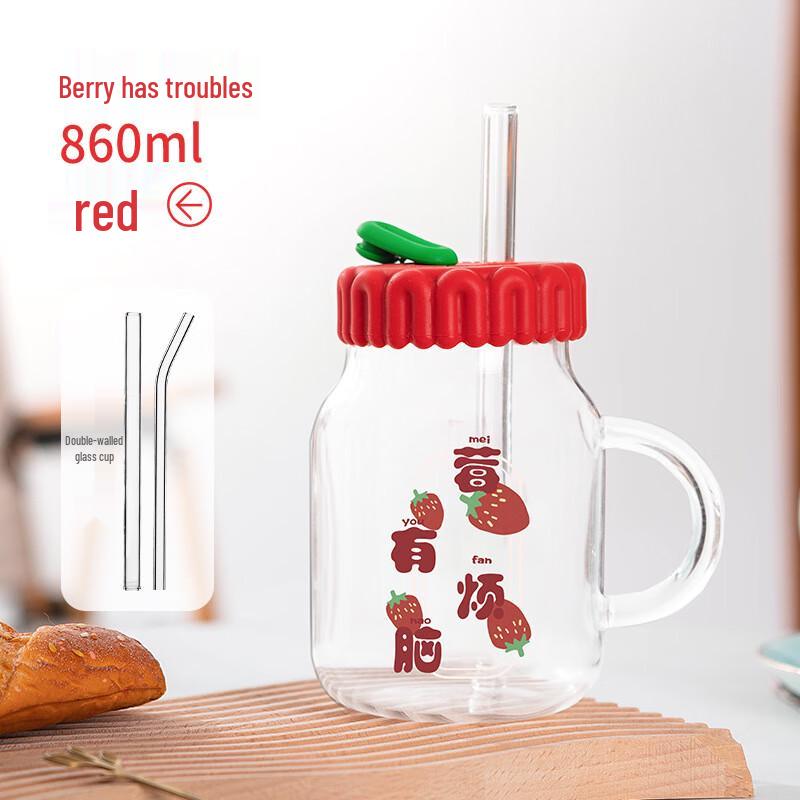 Dilabel 860ML Dual-Use Glass Cup with Handle